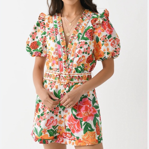 FARM Rio Floral Jumpsuit in Pink and Green - Picture 8 of 15